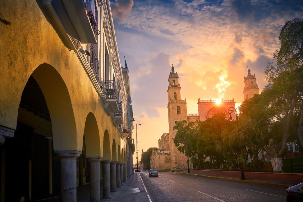 yucatan tower at sunset