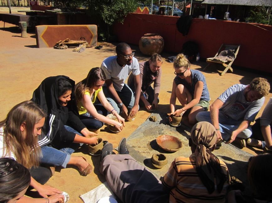 Botswana_Group of participants learning to make pots