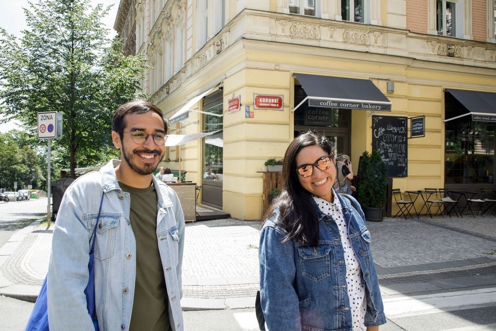 Students pose in the street in Prague.jpg