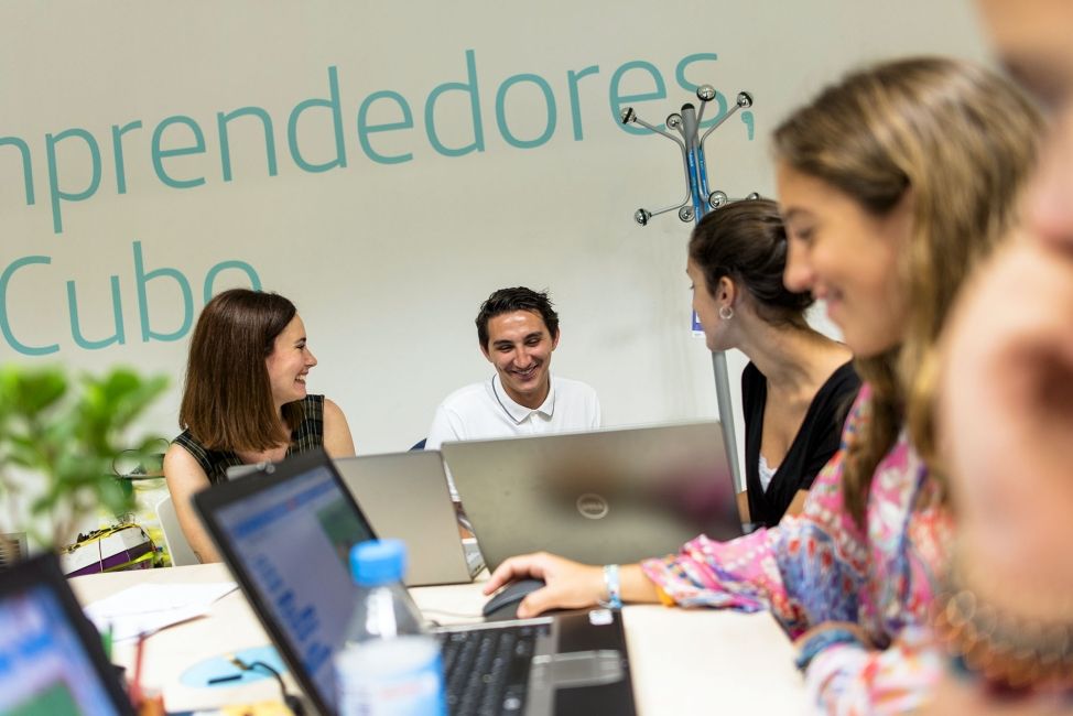 seville interns working in an office