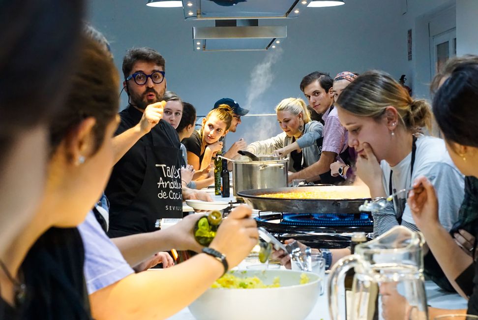 seville students in cooking class