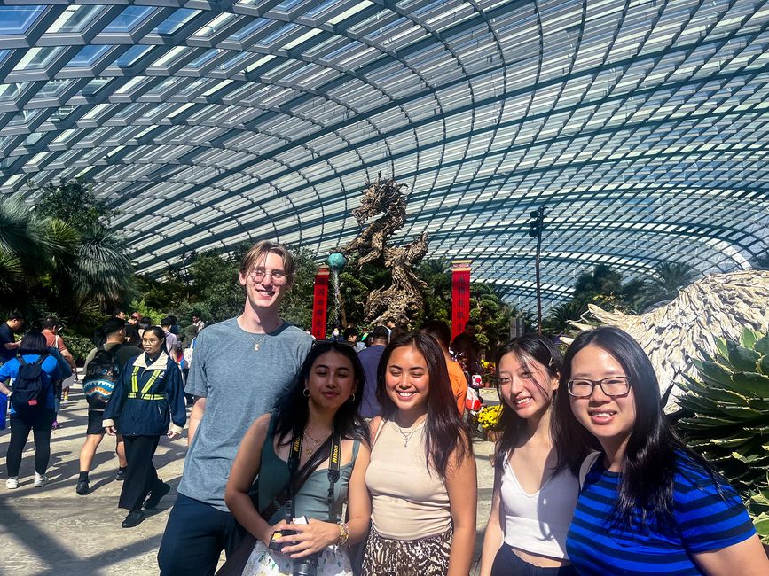 singapore students at bay flower dome