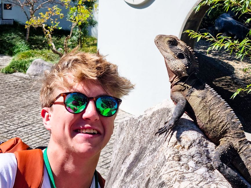 sydney student posing with a lizard