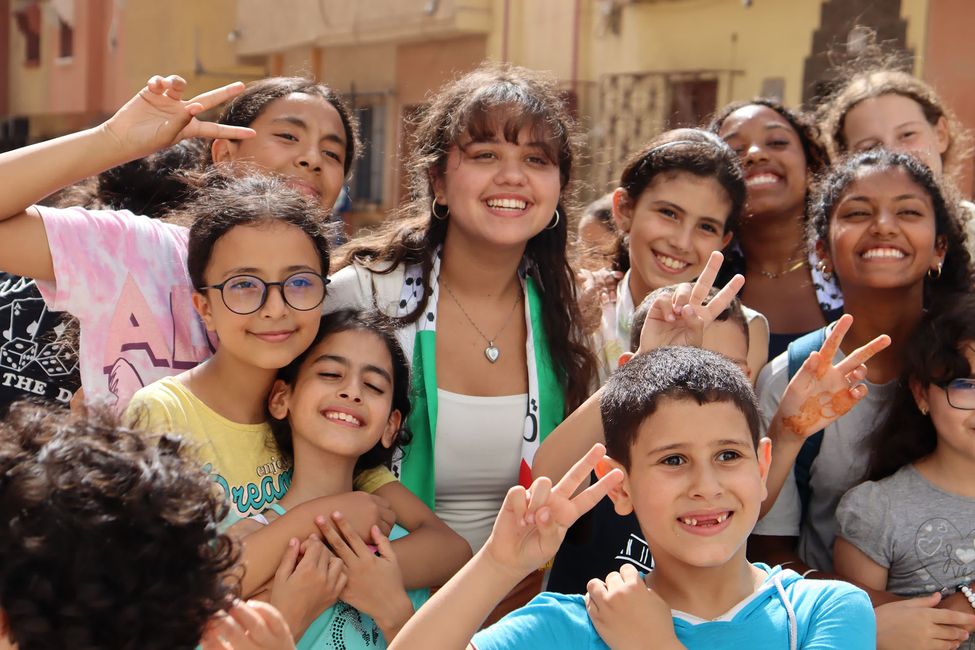 student with kids