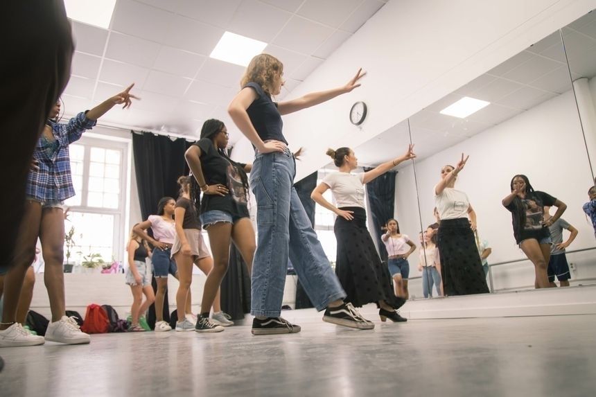 Students dancing in class in Seville