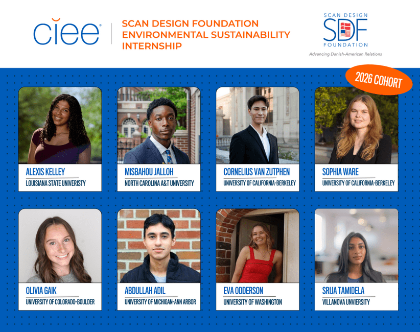Photos of the 8 SCAN Design foundation fellows with their names and universities written below