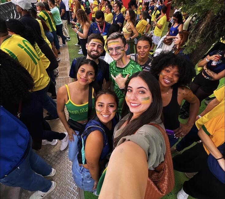 Student selfie at World Cup watch party
