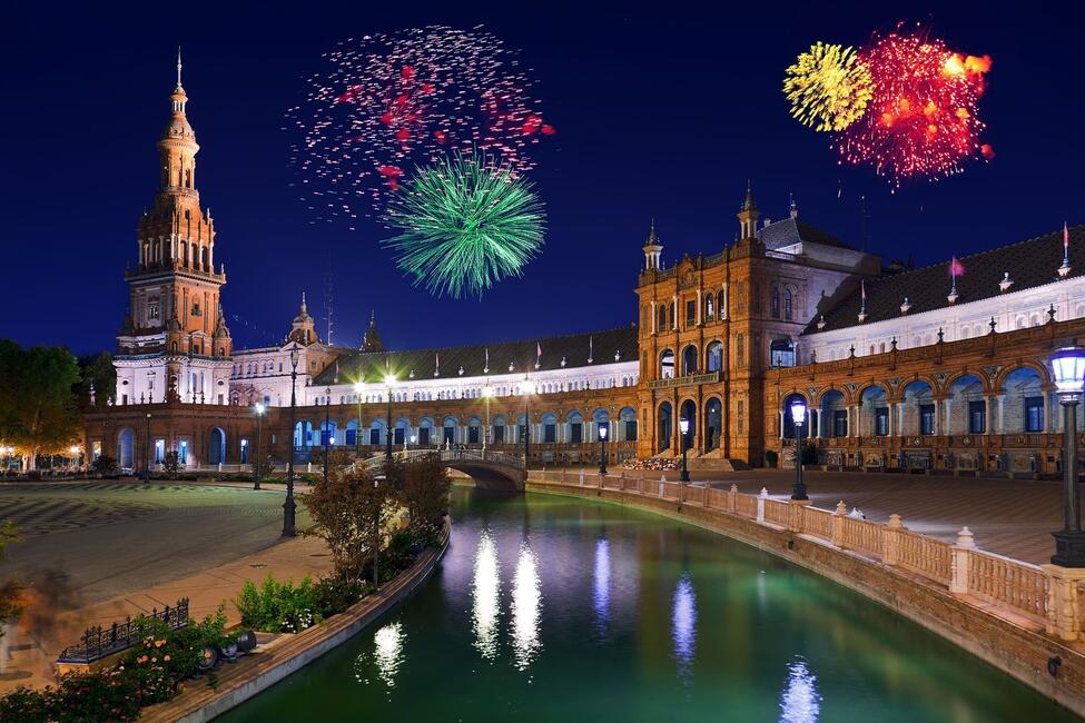 Fireworks show in Seville, Spain