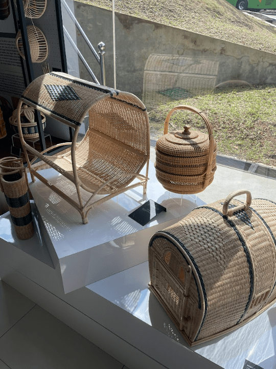 Various rattan woven baskets used inside and outside of the home.
