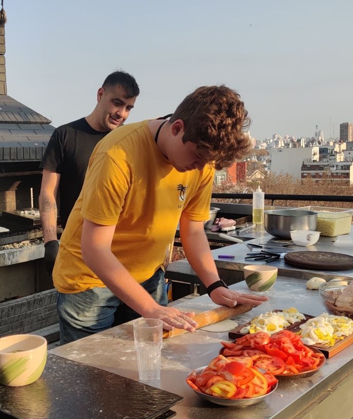 Shaping our pizza