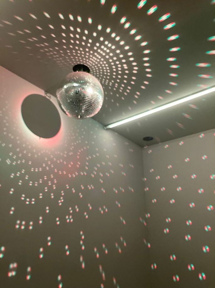 Hello Happiness disco ball room