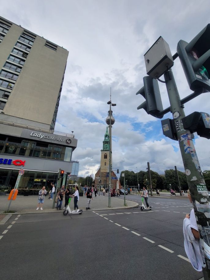 A photo of a Berlin street corner