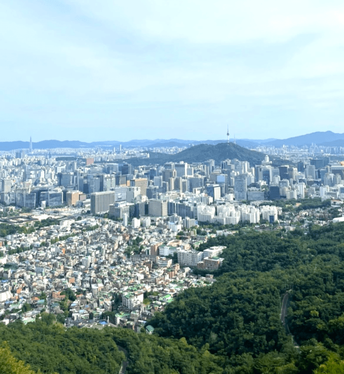 A mountain view of the heart of Seoul.