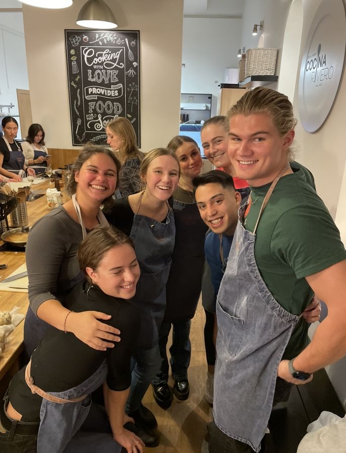 prague study abroad students cooking together