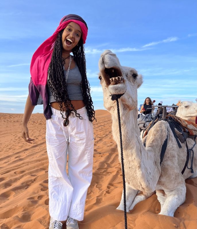 abroad student camel desert