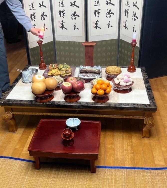 Photo depicting a table full of food during Seollal