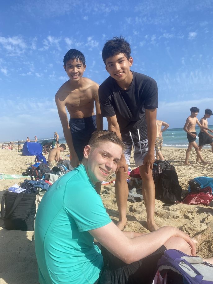 students at beach