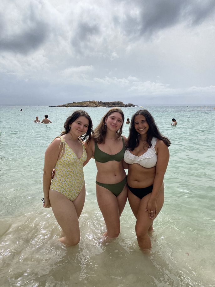 students at beach