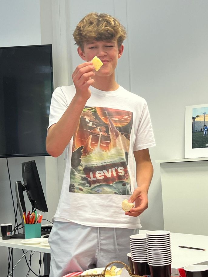 boy with cheese
