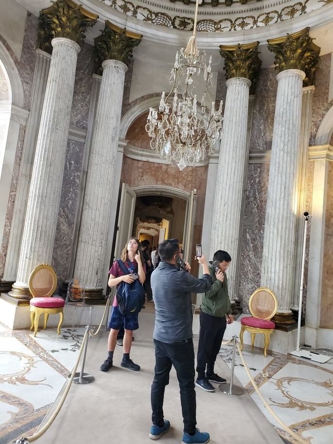 Students taking a self-guided tour