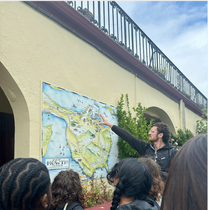 Aaron explaining the layout of Howth