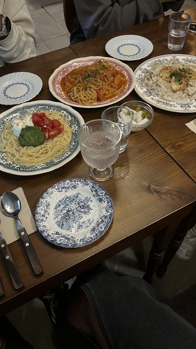 a picture with three plates each with different types of pasta