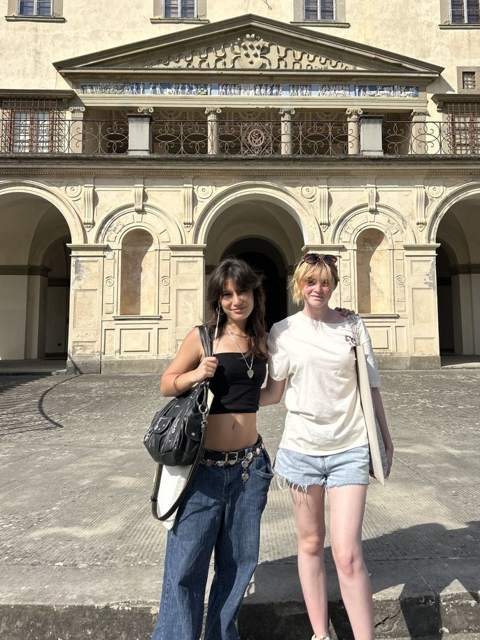 Students in front of Medici Villa in Florence, italy