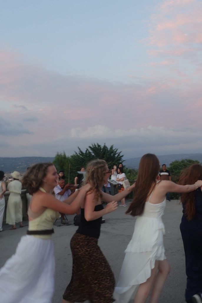 Candid photo of HSSA students dancing in Florence