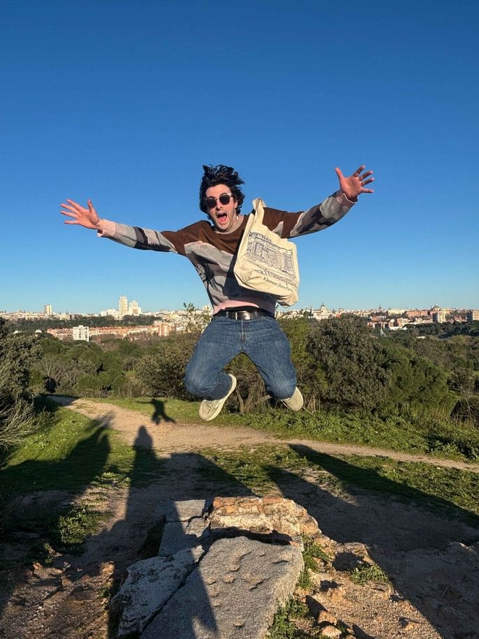 Man leaps in the air.