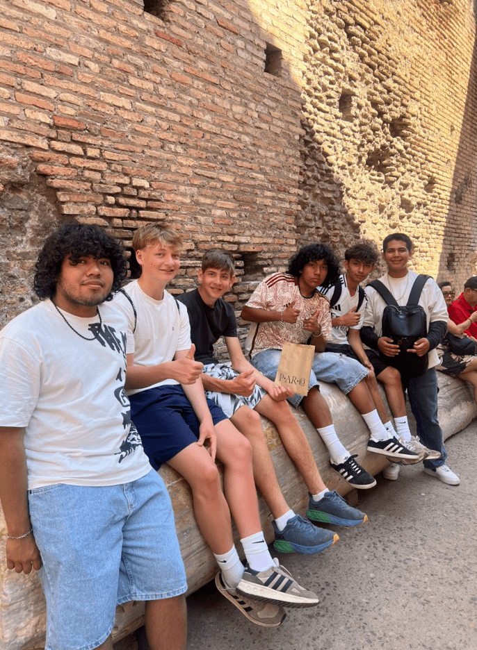 Students outside the Colosseum.