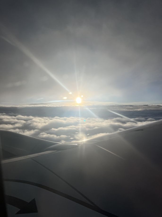 sun through a plane window