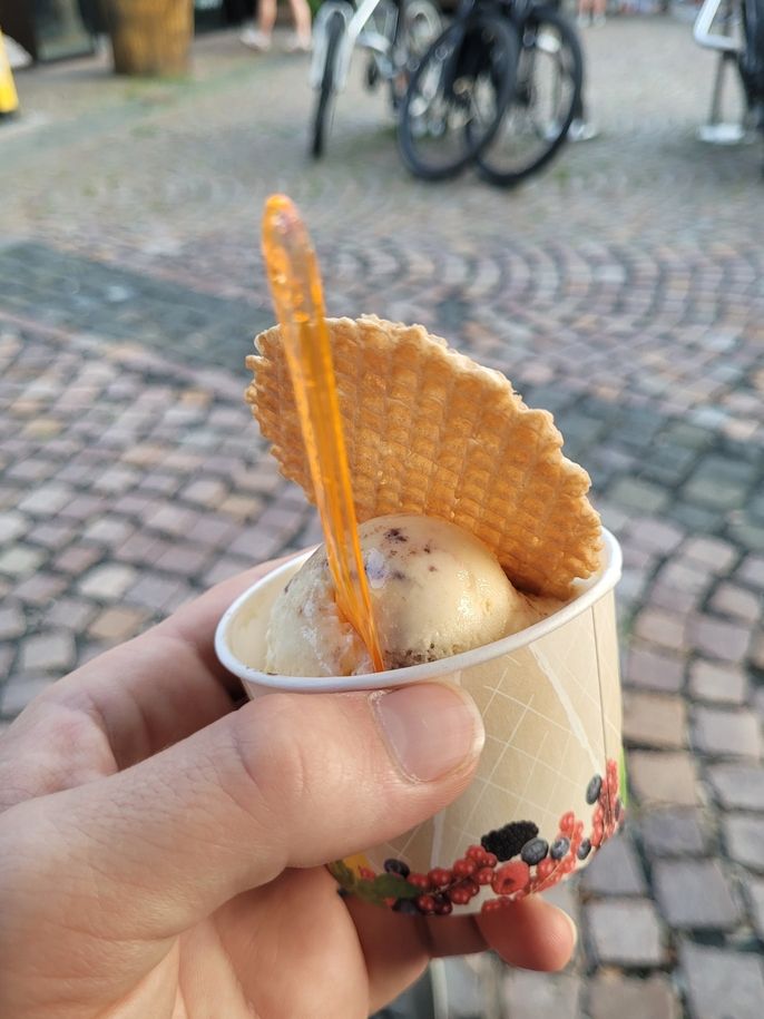 Ice cream with a waffle