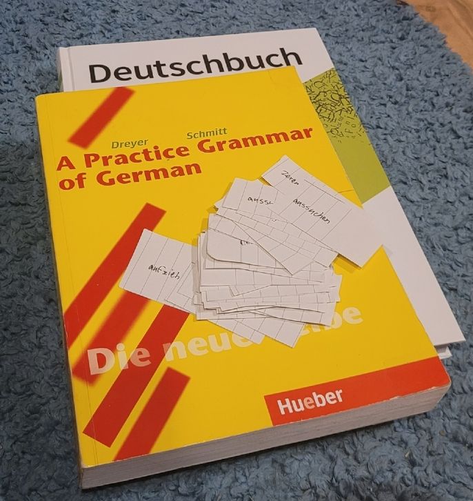 Thomas spends time each day in class learning German.
