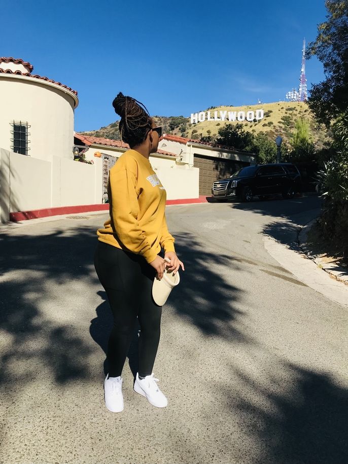 Andile checks out the Hollywood sign.