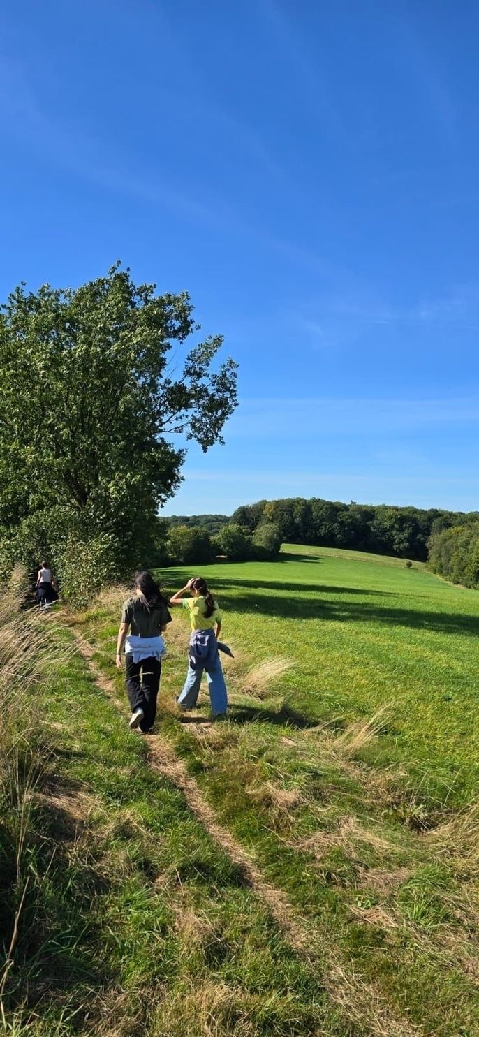 Hanna walks near her German house.