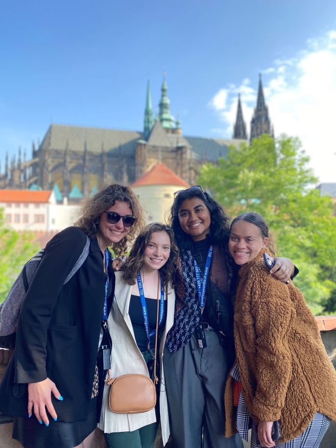 Prague girls at castle