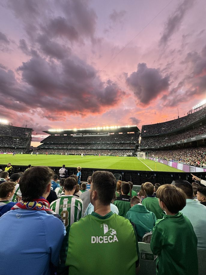 Football field at sunset