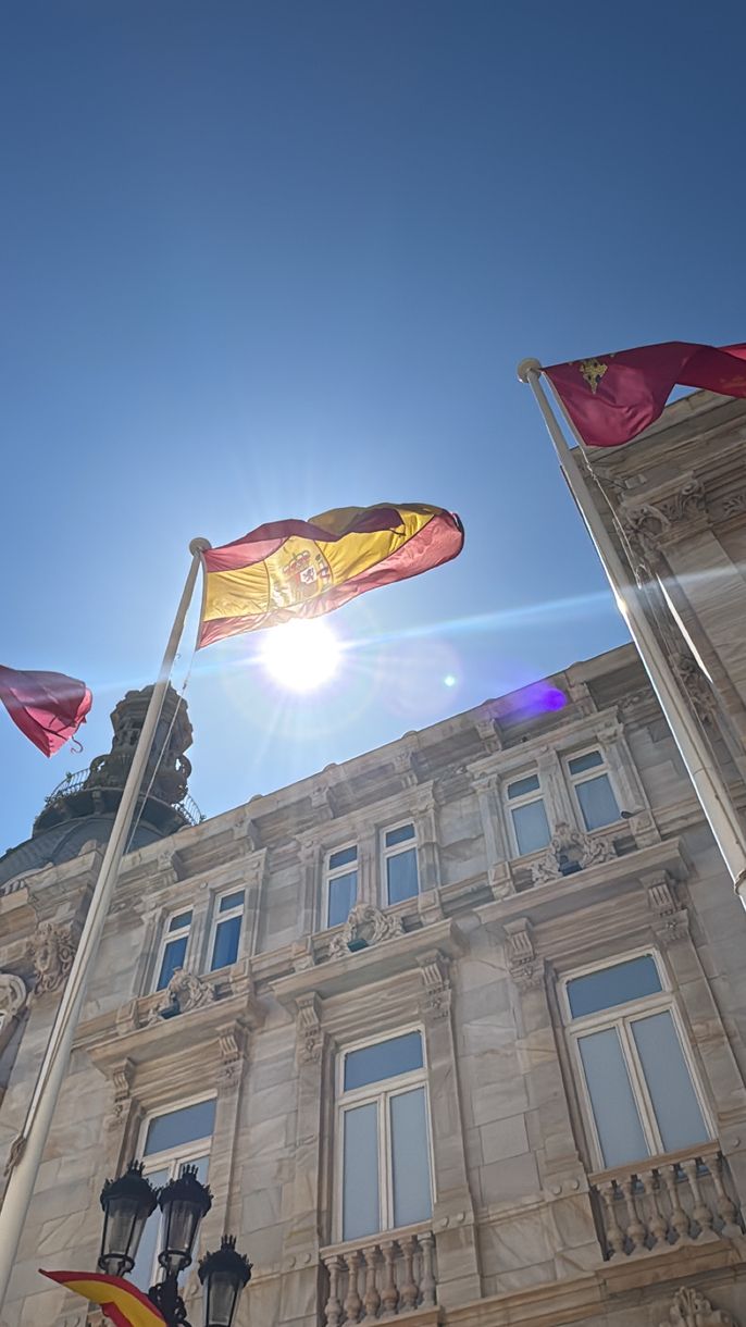 sunny flags in Spain
