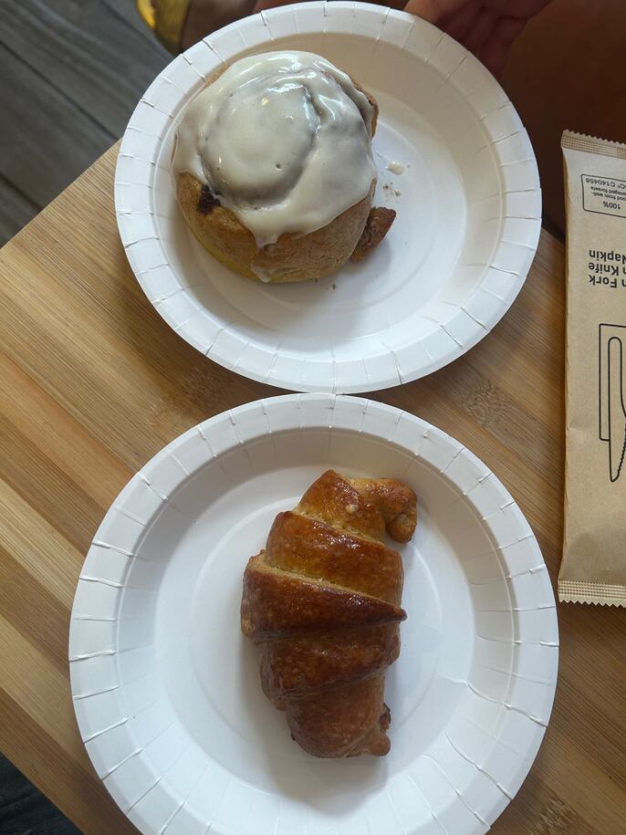 gluten-free croissant and cinnamon roll in palma