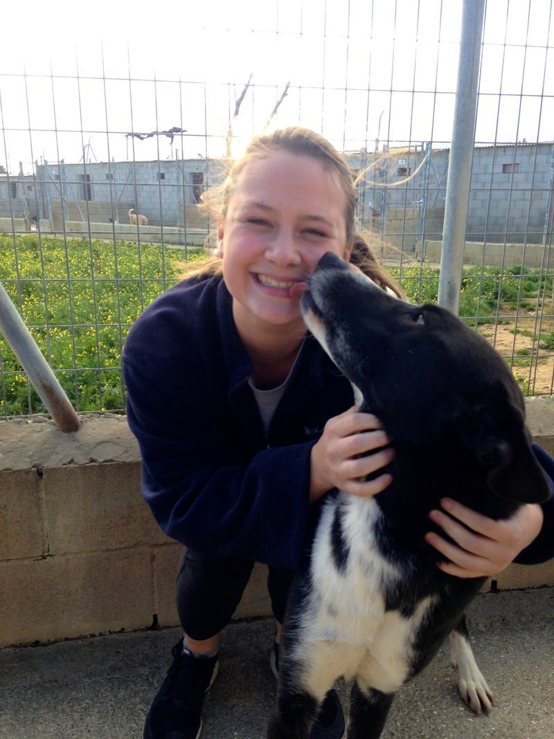 student with animal