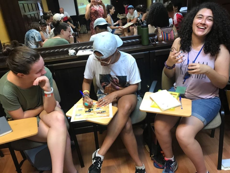 Grace, Mia, and Soledad discussing the content map