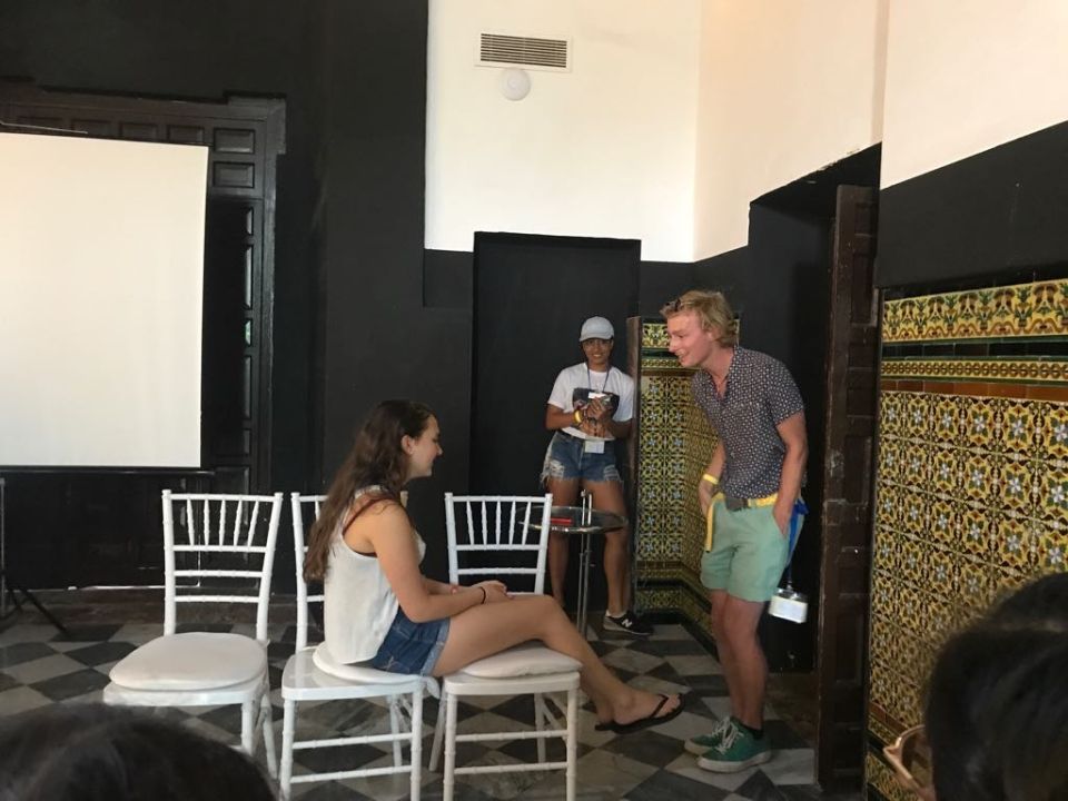 George, Mia, and Allie performing a skit