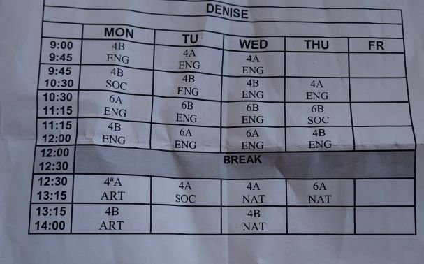 My schedule