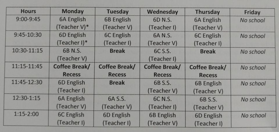My Teaching Schedule
