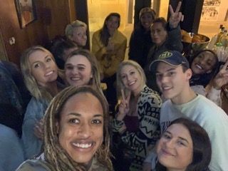 My classmates and I celebrating the victory with members of the US Women’s National Soccer Team.