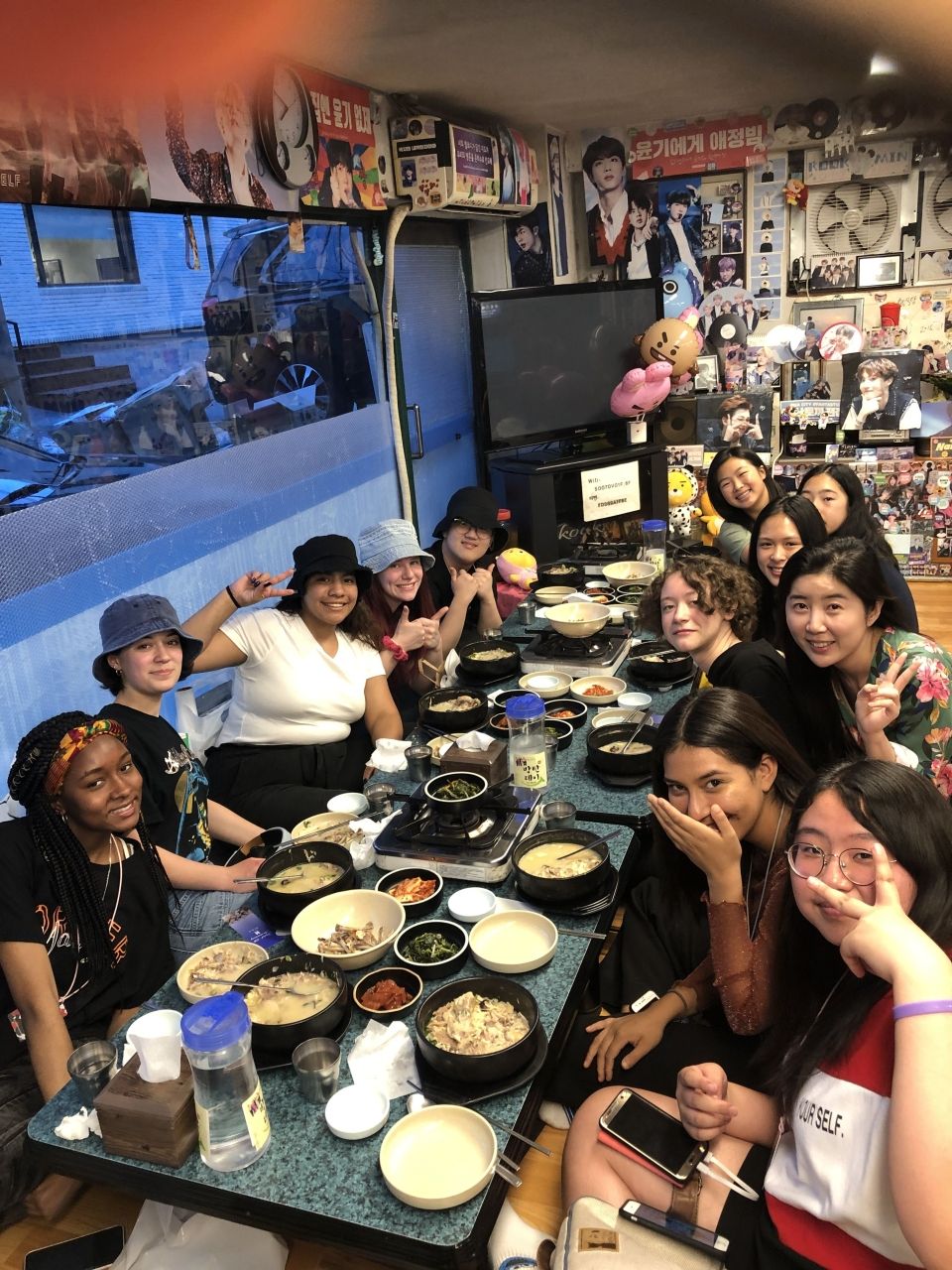 Students sitting in a Samgyetang restaurant. 