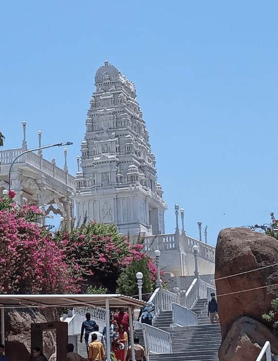 While cameras aren't allowed inside the temple, this showcases the beautiful white marble of Birla Mandir.