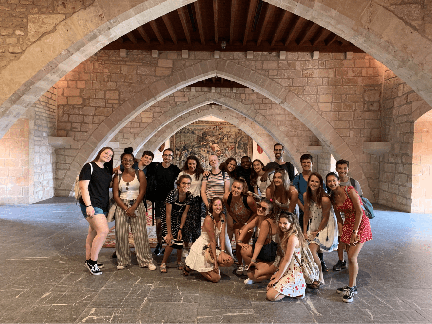 Students visiting the King's quarters of the Almudaina Palace