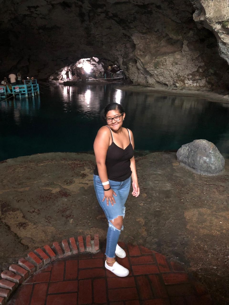 Ashley poses in front of the second lake.