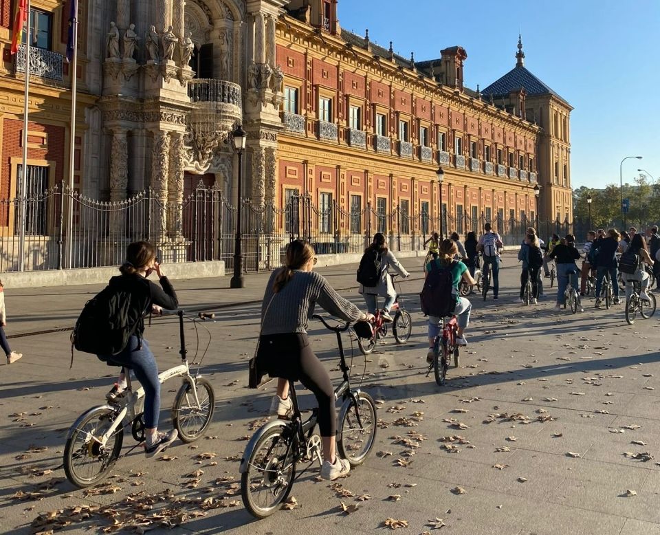 CIEE students participate in a bike tour around the city center of Seville, Spain